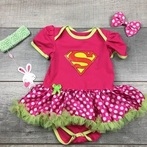 Baby Girl Hot Pink/Lime Green Polka Dot Tutu 6-9 m